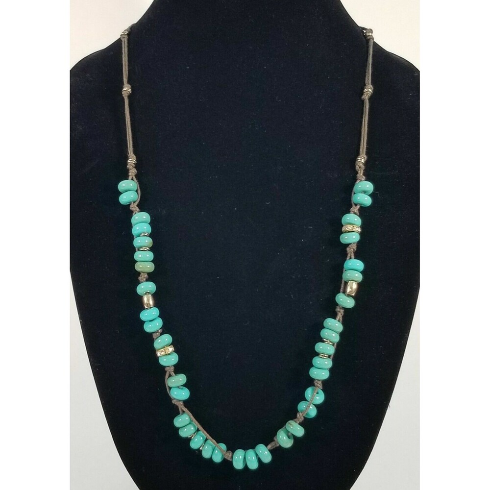 J.Crew Women's Faux turq White hammered Pearl navy String Necklace NIP $59